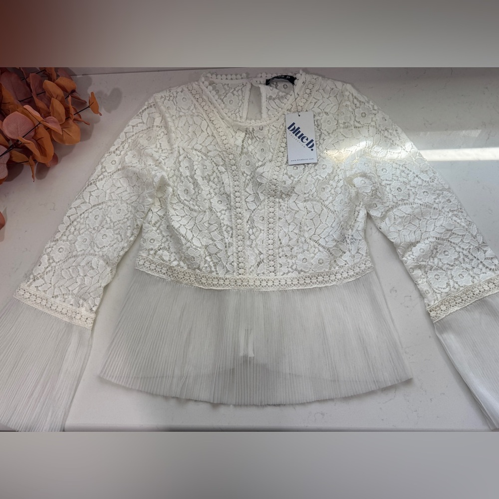 Blue b White Lace Top by Mitch